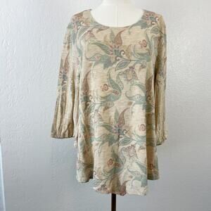 Origami By Vivien Top Womens Large Floral Flowy Boho Gypsy Cottagecore Whimsical